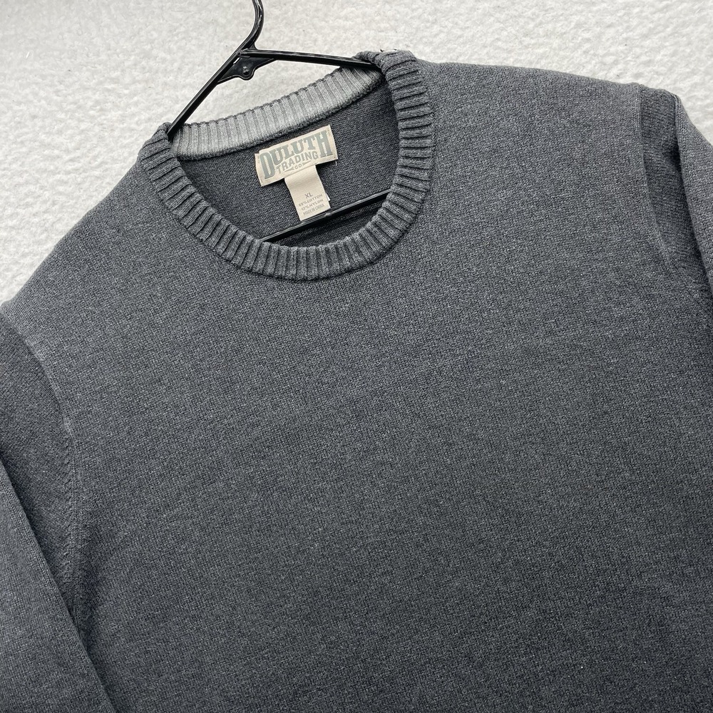 Duluth Trading Sweater Mens XL Gray Cotton Blend Pullover Crew Neck Grandpa